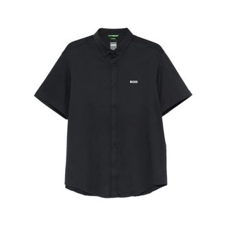 HUGO BOSS Hugo, Short Sleeve Shirts, male, Blue, Size: L Short Sleeve Shirt