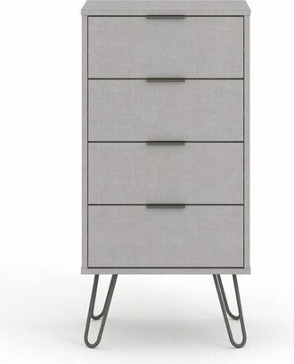 Home Source Industries Home Source - Grey Chest of 4 Drawers Bedroom Living Room Storage Furniture With Metal Handles