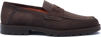 Santoni Suede Moccasins with Rubber Sole