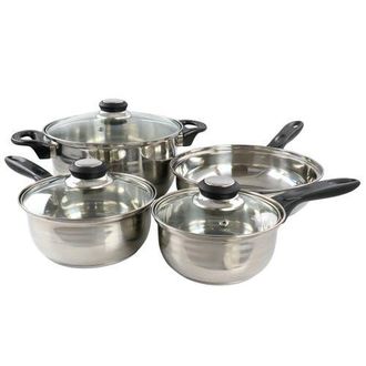 Gibson Home Lybra 7 Piece Two Tone Polished Stainless Steel Cookware Set in Silver at Nordstrom