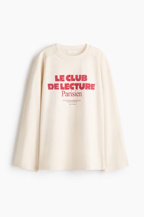 H&M Oversized Jerseyshirt - Cremefarben/Parisien