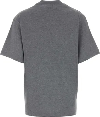 Gucci Womens Logo-Printed Cotton-Blend T-Shirt Gray Silk