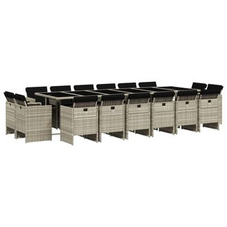 vidaXL Set Da Pranzo Da Giardino 17pz Con Cuscini Grigio In Polyrattan - Vidaxl