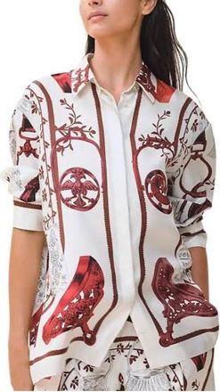 Herm&egrave;s Printed Silk Shirt Size L