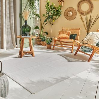 Nazar Rugs Alfombra exterior reversible dise&ntilde;o liso - blanco - 120x160 cm