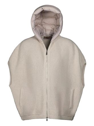 Moorer Cardigan Amida-DS3 con cappuccio - Toni neutri