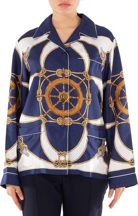 Bally Graphic-Print Notched-Collar Silk Shirt