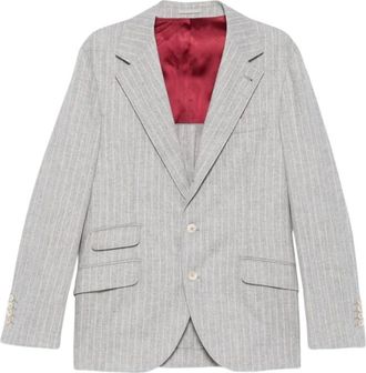 Brunello Cucinelli Wool Single-Breasted Suit - Heren - Pakken - Grijs - Maat: L Wol