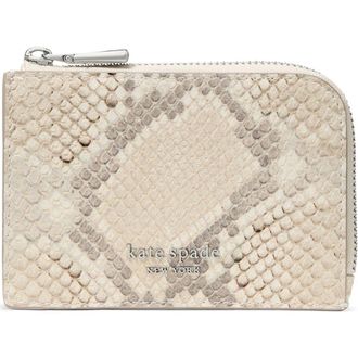 Kate Spade New York mini snake embossed leather zip card case in Neutral Multi at Nordstrom
