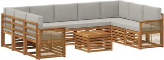 vidaXL Conjunto De Sof&aacute;s De Exterior 10 Uds. Natural Y Gris Claro Vidaxl