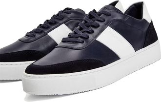 Tommy Hilfiger Mens Striped Cupsole Sneaker Navy Leather