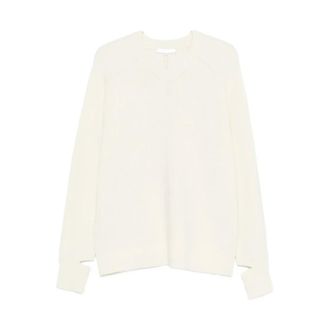 Tibi V-neck Knitwear, female, Beige, XS, Cardigan Stitch V-Neck Easy Pullover