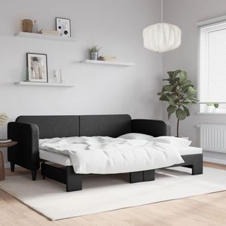 vidaXL Sof&aacute; Cama Nido Tela Negro 80x200 Cm Vidaxl