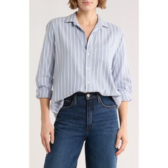 Frank & Eileen Eileen Relaxed Button-Up Shirt in Wide Blue Stripes at Nordstrom, Size Medium