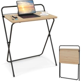 Costway Costway - Scrivania Pieghevole per Computer, Scrivania Compatta con Supporto per Tablet per Home Office, Scrivania Versatile per Spazi Ridotti