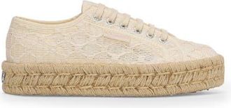 Superga 2740 Platform Crochet Rope in White Avorio Natural at Nordstrom, Size 38.5