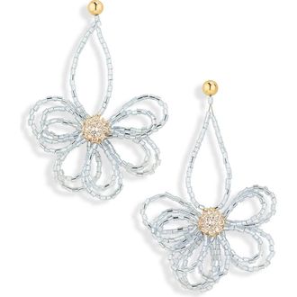 Natasha Beaded Flower Drop Earrings in Gold/Grey at Nordstrom Rack