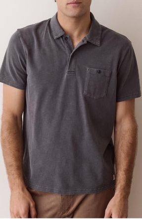 Marine Layer Luxe Slub Organic Cotton Pocket Polo in Asphalt at Nordstrom, Size Xx-Large