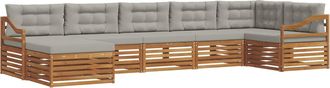 vidaXL Conjunto De Sof&aacute;s De Exterior 7 Uds. Gris Natural Y Claro Vidaxl