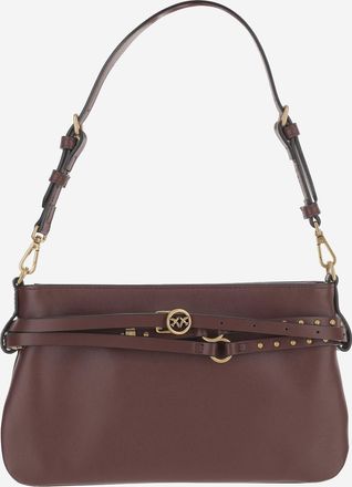 Pinko Womens Shoulder Bag Brown Leather