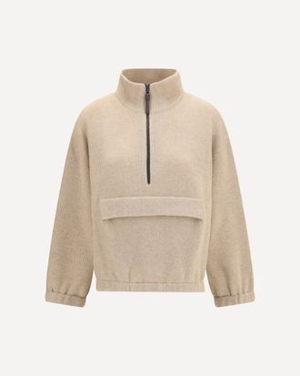 Brunello Cucinelli Maglione in cashmere con zip Woman S