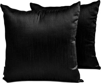 OEM Fundas De Almohada Lumbares Decorativas Homecentric, Negras, Paquete De 2, 30 X 35 Cm, Ray&oacute;n, Color Liso, Rectangulares, Estilo Moderno - Lujo Negro