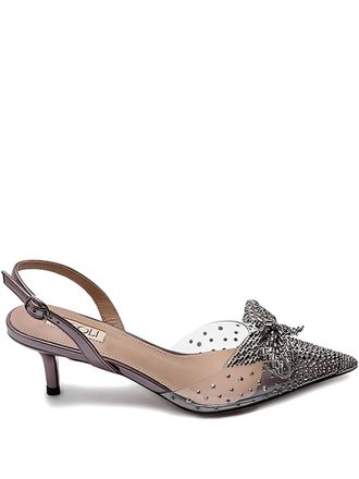 Nicoli 50mm Trudi crystal-embellished bow pumps - women - Fabric/Fabric/Fabric - 36 - Grey