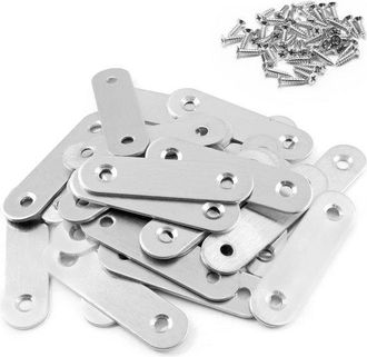 No Brand Escuadra Angular De Acero Inoxidable - 20 Piezas - 77162 Mm - Con Tornillos - Placa De Montaje Para Accesorios De Muebles - Resistente A La Corrosi&oacute;n