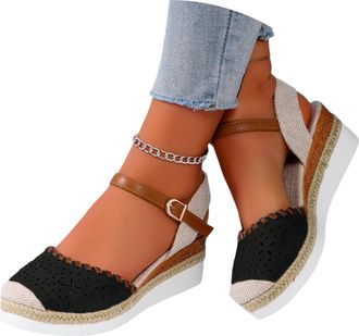 Generic Closed Toe Platform Wedge Sandals, Sandals for Women 2026 Espadrilles Wedges Heel Casual, Womens Espadrilles Dressy Summer, Comfortable Summer Shoes w