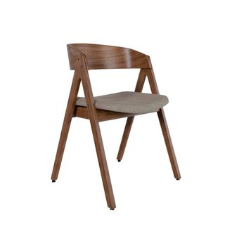 Koketto Home Silla de comedor con estructura de nogal y asiento gris