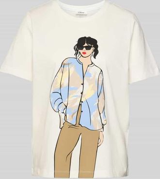 s.Oliver Red Label Relaxed Fit T-Shirt aus reiner Baumwolle in Weiss, Größe 38