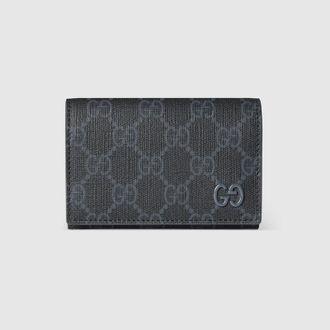 Gucci Grey Interior GG Card Case, Black, GG Canvas