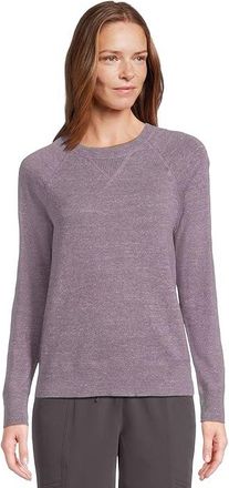 L.L.Bean Organic Cotton Slub Crew Neck Sweatshirt Sweater Womens Long Sleeve Pullover Rustic Purple : MD