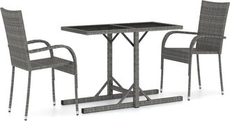 Les Tendances Les Tendances - Juego De Comedor De Jard&iacute;n Muebles De Exterior 3 Piezas Gris 020013620