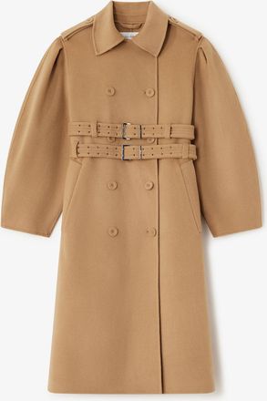 Ganni Beige Coat in Double-Faced Wool - Size 10/12
