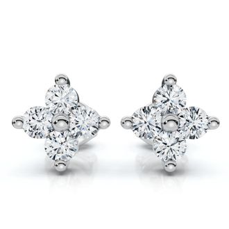 Pompeii3 1/2Ct Jackie Diamond Studs 14k Gold Earrings Lab Grown 1/3 Tall