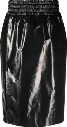 Tom Ford high-waisted leather skirt - women - Calf Leather/Elastane/Silk - 34 - Black