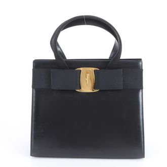 Ferragamo Black Leather Handbag Tote Bag (Pre-Owned)