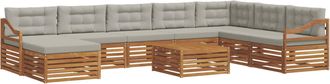 vidaXL Conjunto De Sof&aacute;s De Exterior 9 Uds. Gris Natural Y Claro Vidaxl