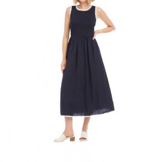 Karen Kane Sleeveless Edge Stitch Contrast Midi Dress In Navy