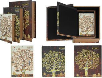 OEM Carmani, 3x Caja De Cart&oacute;n/imitaci&oacute;n De Libro - Gustav Klimt/&aacute;rbol De La Vida (set)