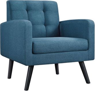 Yaheetech Sill&oacute;n Relax Slla Sofa Individual Sill&oacute;n Safa Sill&oacute;n Butaca Silla Para Dormitorio Sala De Estar Silla Grande Pata Madera Silla Tapizada Poli&eacute;ster/azul