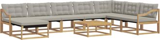 vidaXL Conjunto De Sof&aacute;s De Exterior 9 Uds. Blanco Y Gris Claro Vidaxl