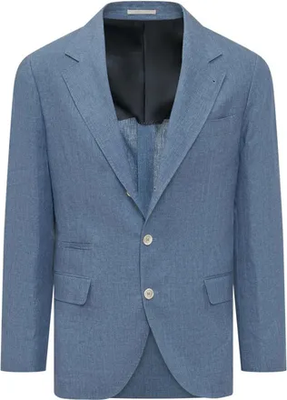 Brunello Cucinelli Blue Notched Lapel Blazer