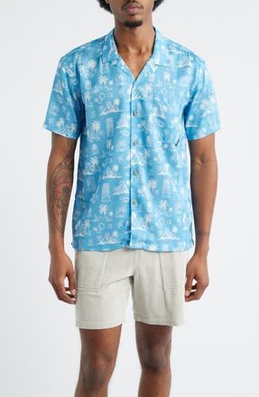 Boardies Print Short Sleeve Button-Up Camp Shirt in Blue at Nordstrom, Size Xx-Large