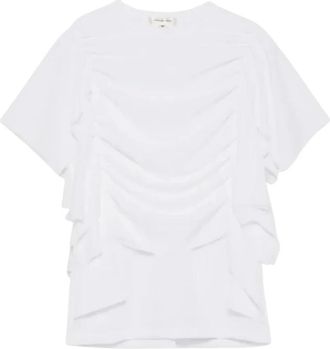 Comme Des Gar&ccedil;ons Geplooide blouse met ruches - Dames - Blouses & Shirts - Wit - Maat: S Denim