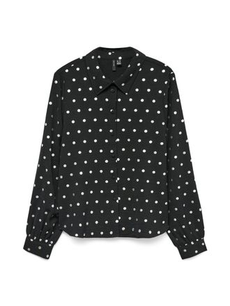 Vero Moda Langarmbluse VERO MODA VMCARLA FOIL L/S SHIRT WVN GA, Damen, Gr. XS, schwarz aop:silber dot foil, Web, Obermaterial: 100% Polyester, bedruckt, regular