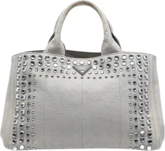 Prada Pre-owned Handbags, female, Gray, Size: ONE SIZE Pre-owned Vintage Canvas Handbag