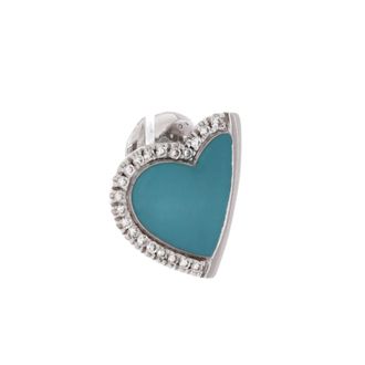 Roberto Coin Heart Stud Earrings 18K White Gold with Enamel and Diamonds