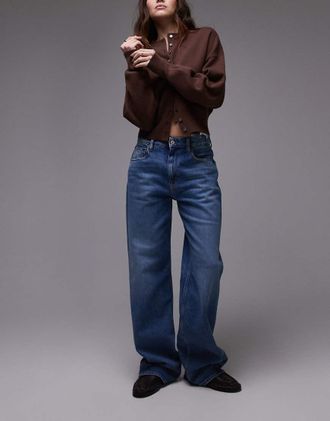 Tommy Jeans Mia mid rise relaxed straight jeans in mid wash-Blue